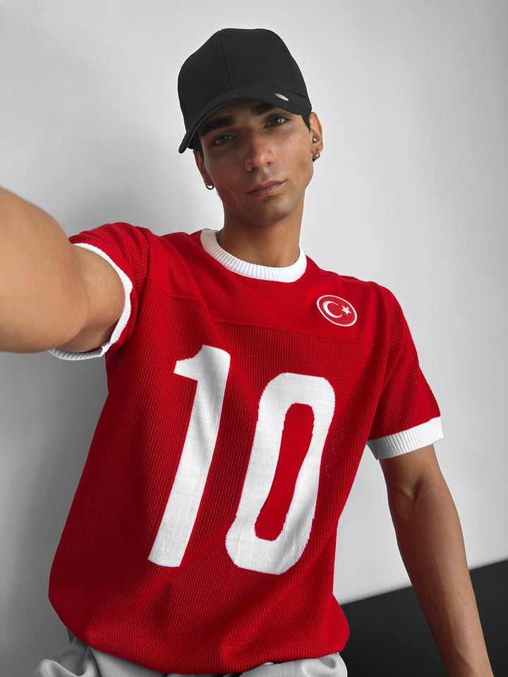 Oversize Türkiye Knit T-shirt - Red
