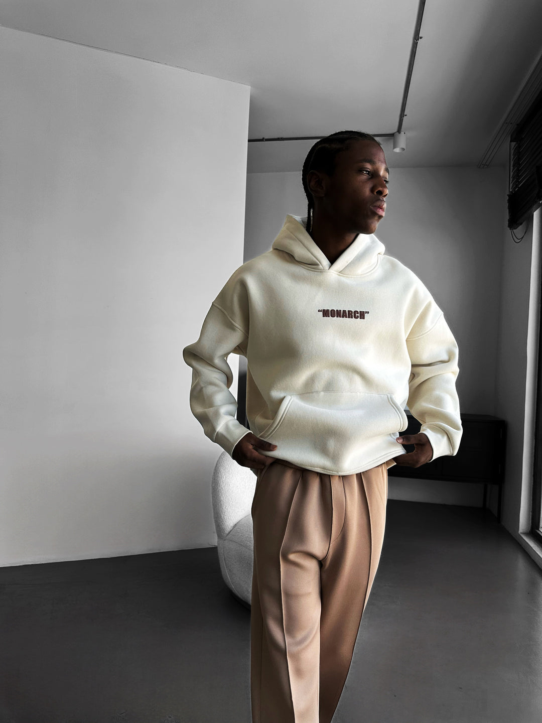 Oversize Monarch Hoodie - Beige