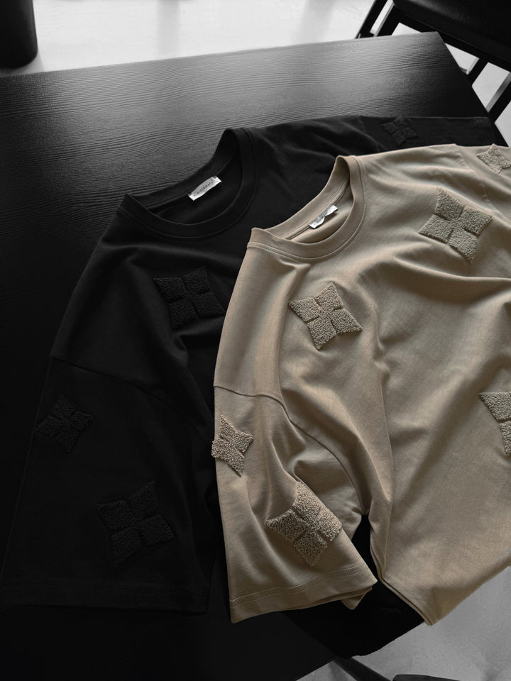 Oversize Detailed T-Shirt - Beige