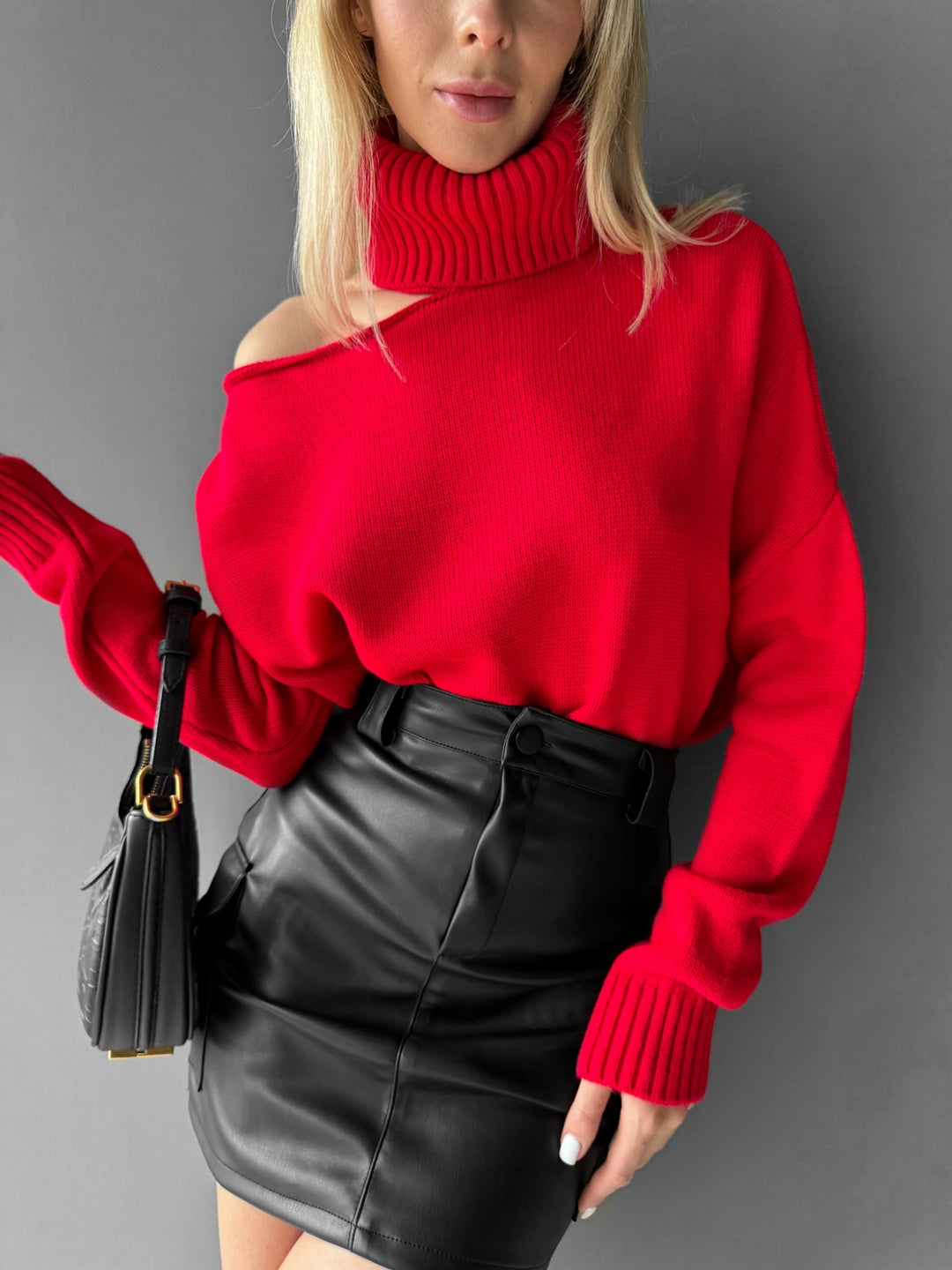 Collar Details Pullover - Red