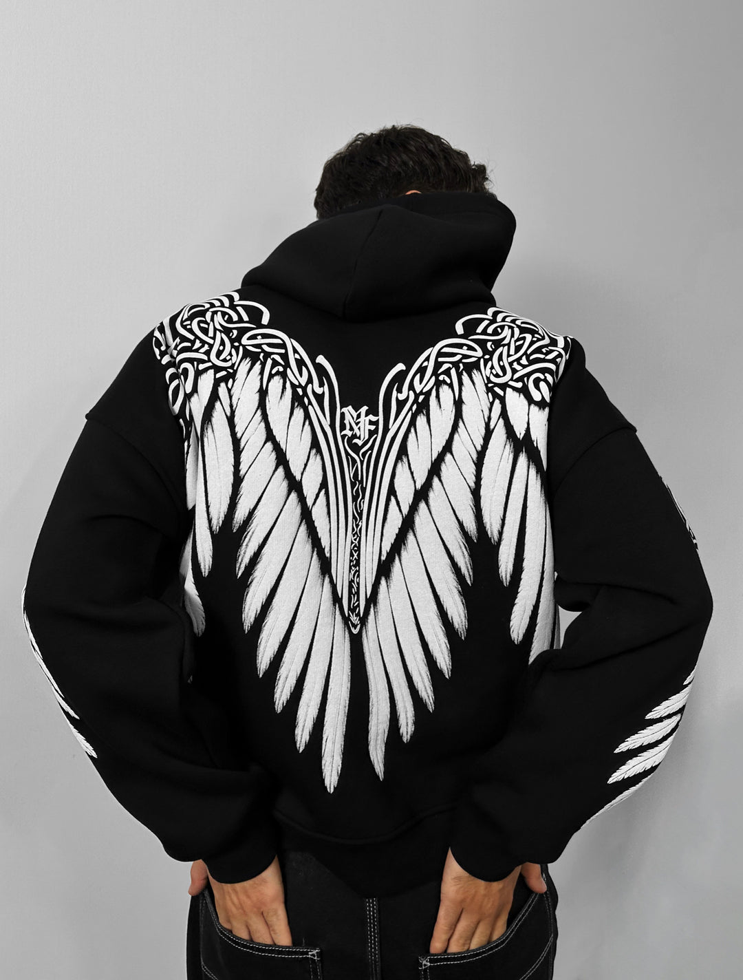 Oversize Wings Hoodie - Black