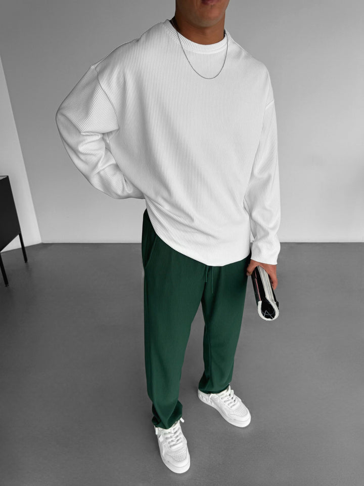 Oversize Cord Sweater - White
