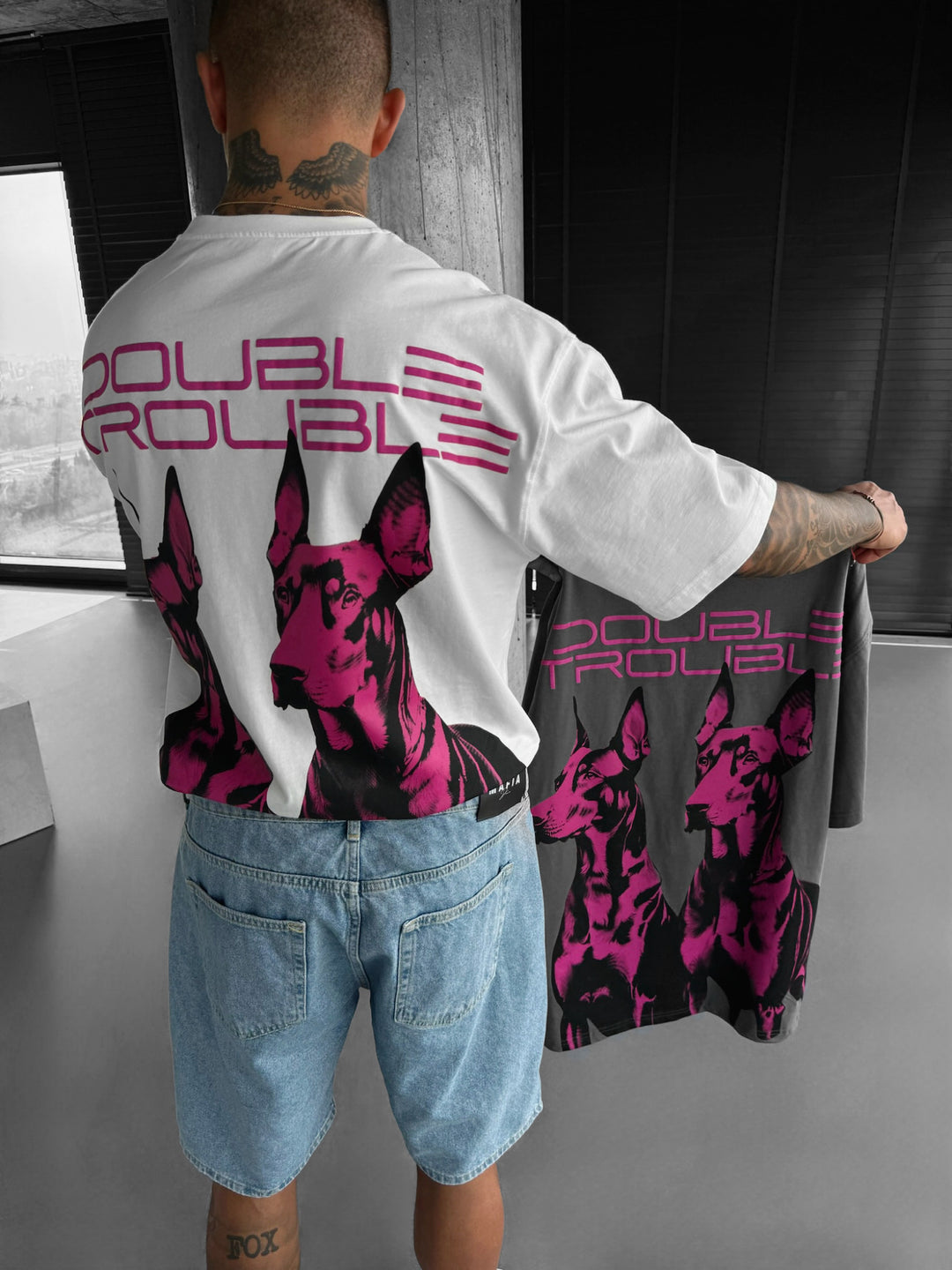 Oversize Double Trouble T-shirt - Ecru