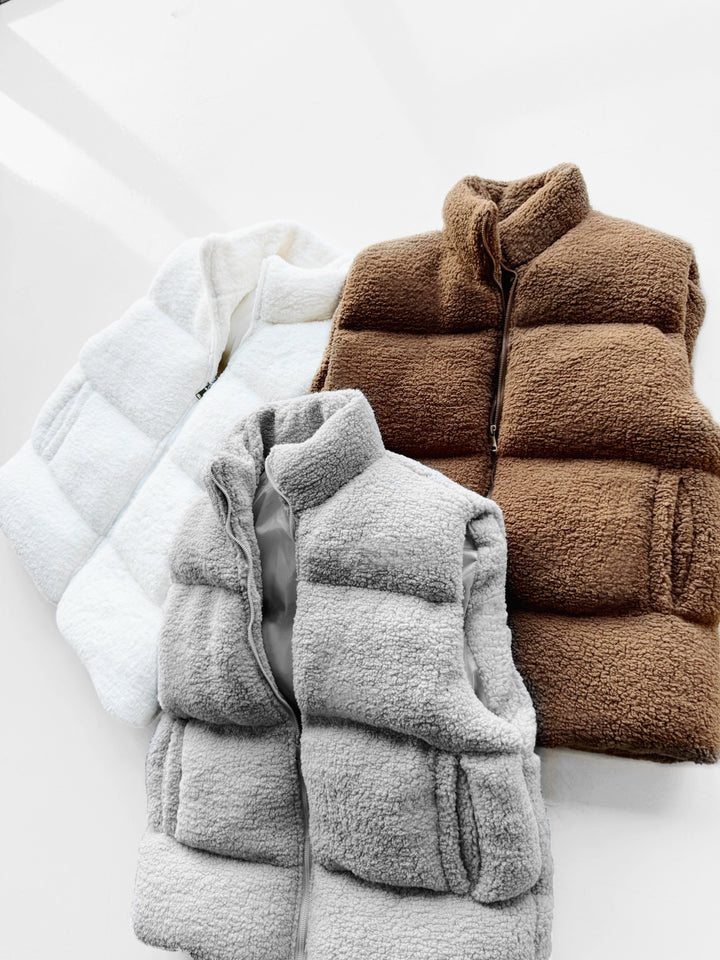 Oversize Plush Vest - Grey