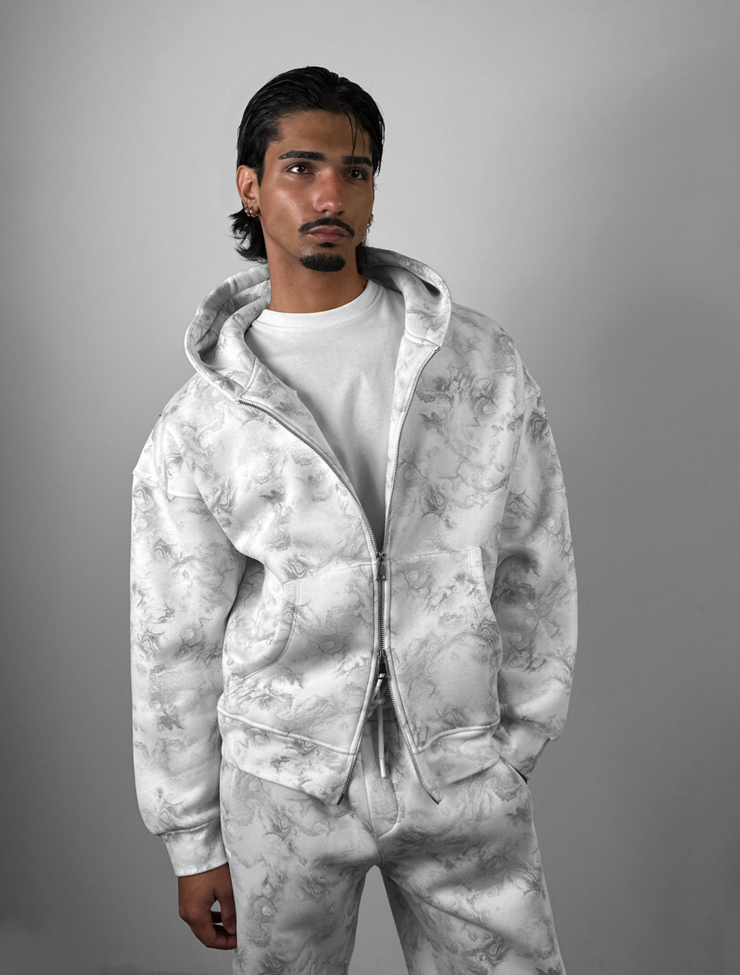 Oversize Double Zip Hoodie - Ecru