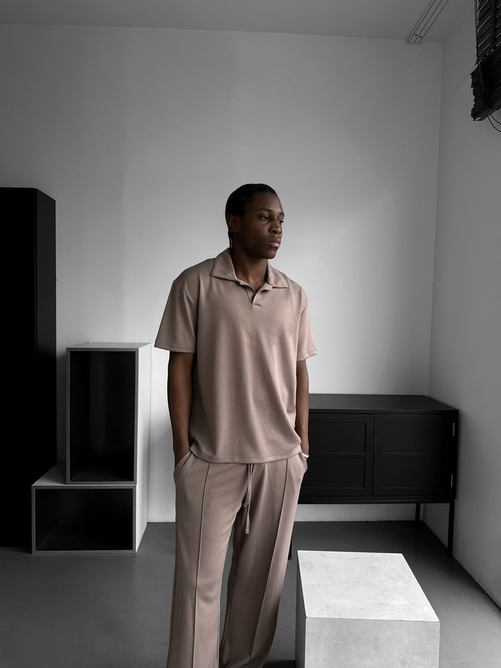 Loose Fit Basic Pleated Trousers - Camel