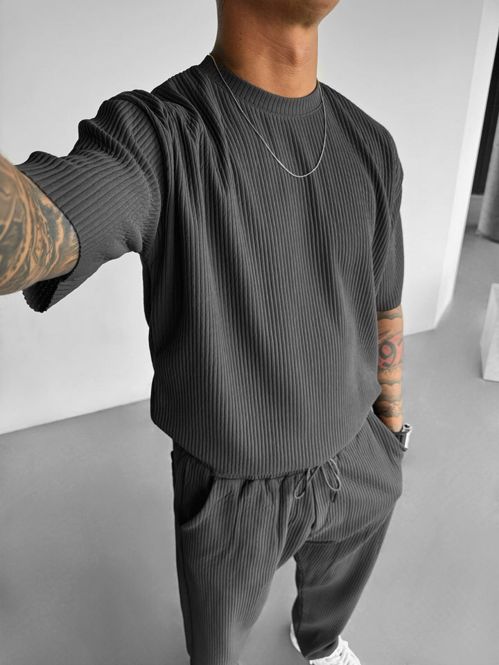 Oversize Ribbed T-Shirt - Anthracite