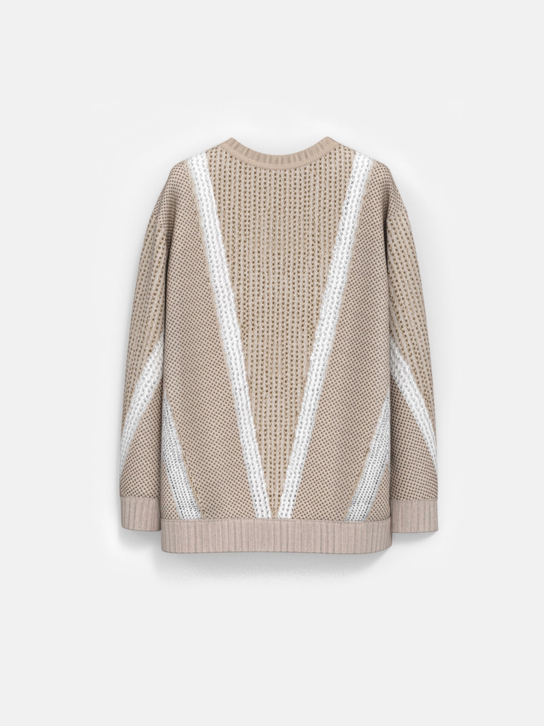 Oversize Line Knit Sweater - Beige