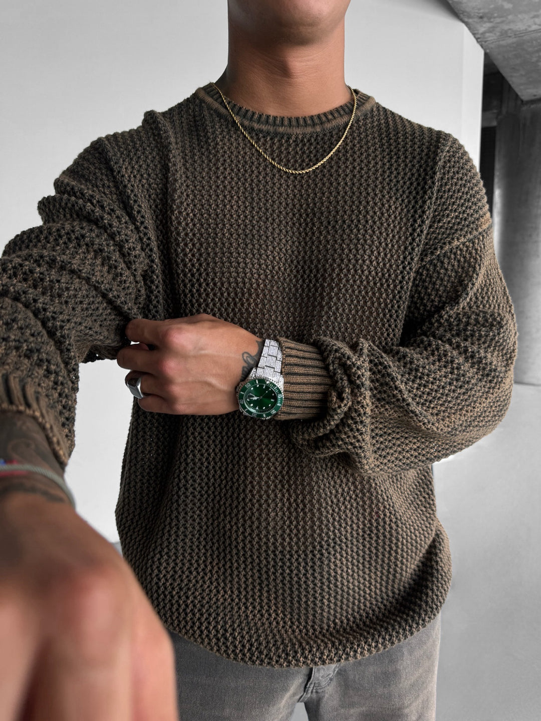 Oversize Rusty Knit Sweater - Brown