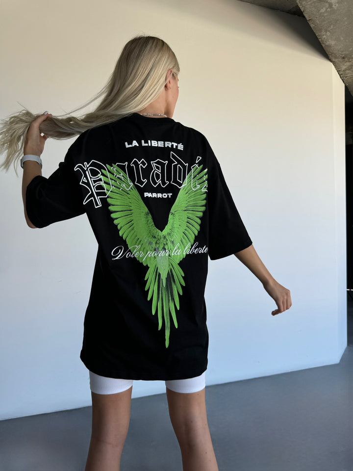 Oversize La Liberté Paradise T-shirt - Black and Green