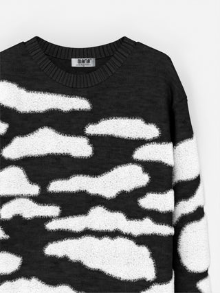 Oversize Knit Cloud Sweater - Black