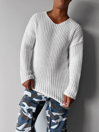 Regular Fit cutout Knit Sweater - Ecru