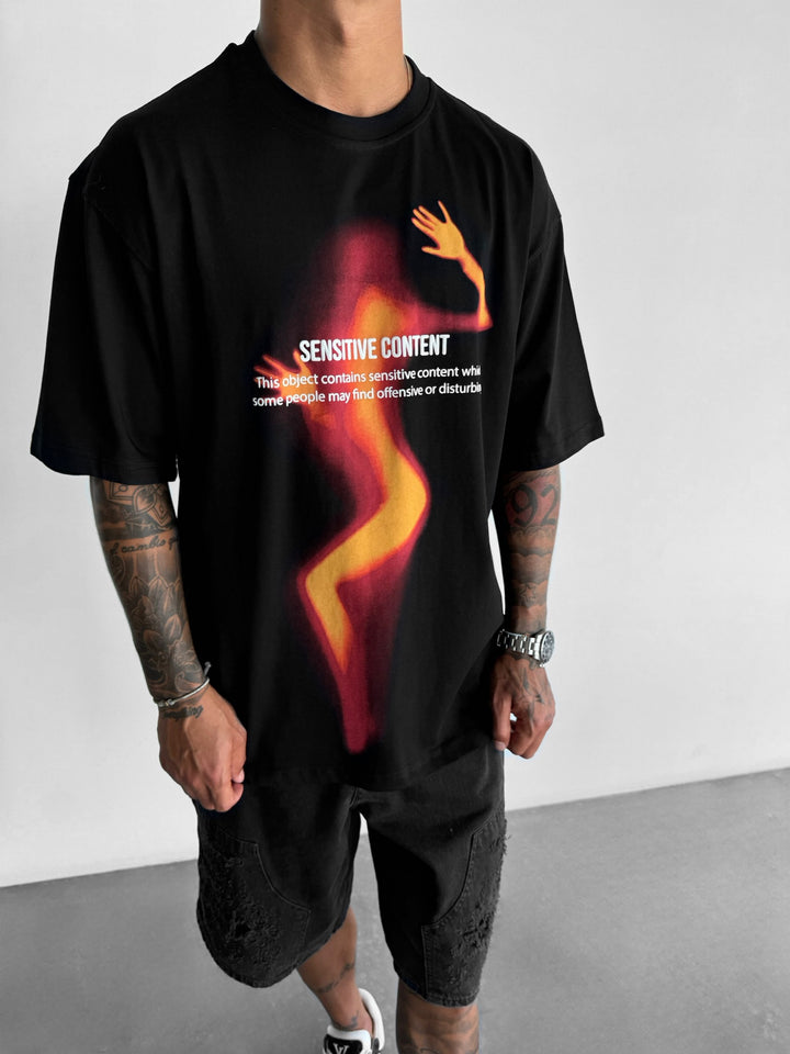 Oversize Sensitive Content T-Shirt - Black