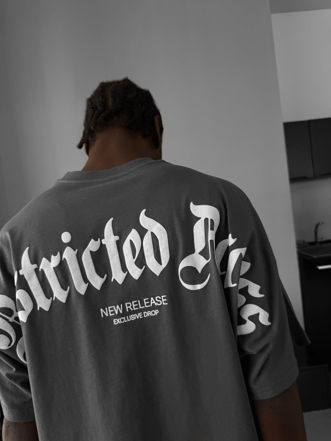 Oversize 'Restricted Access' T-Shirt - Anthracite