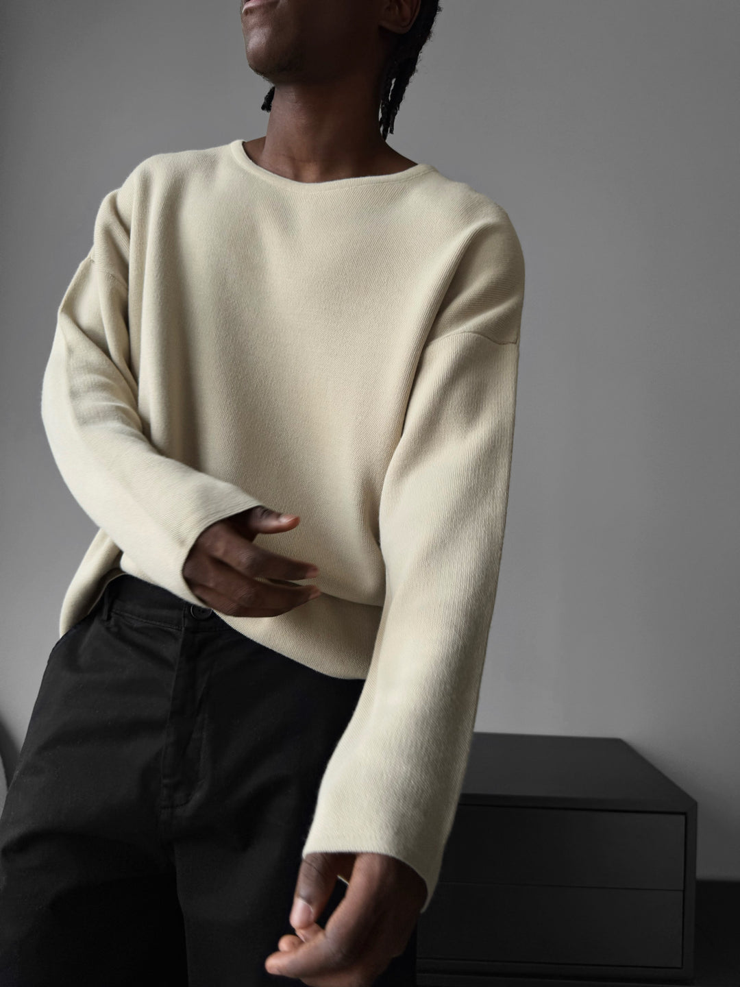 Loose Fit Knit Sweater - Stone