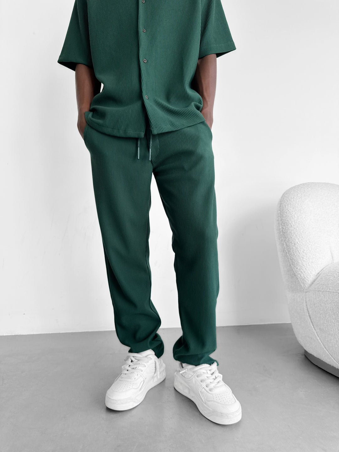 Loose Fit Cord Pant - Forest Green