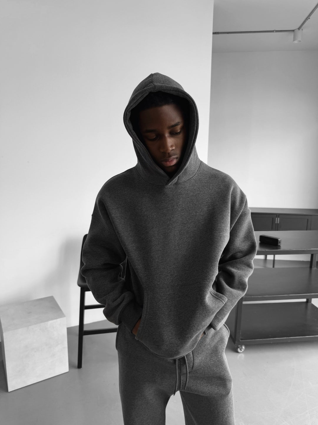 Oversize Basic Hoodie - Anthracite Melange