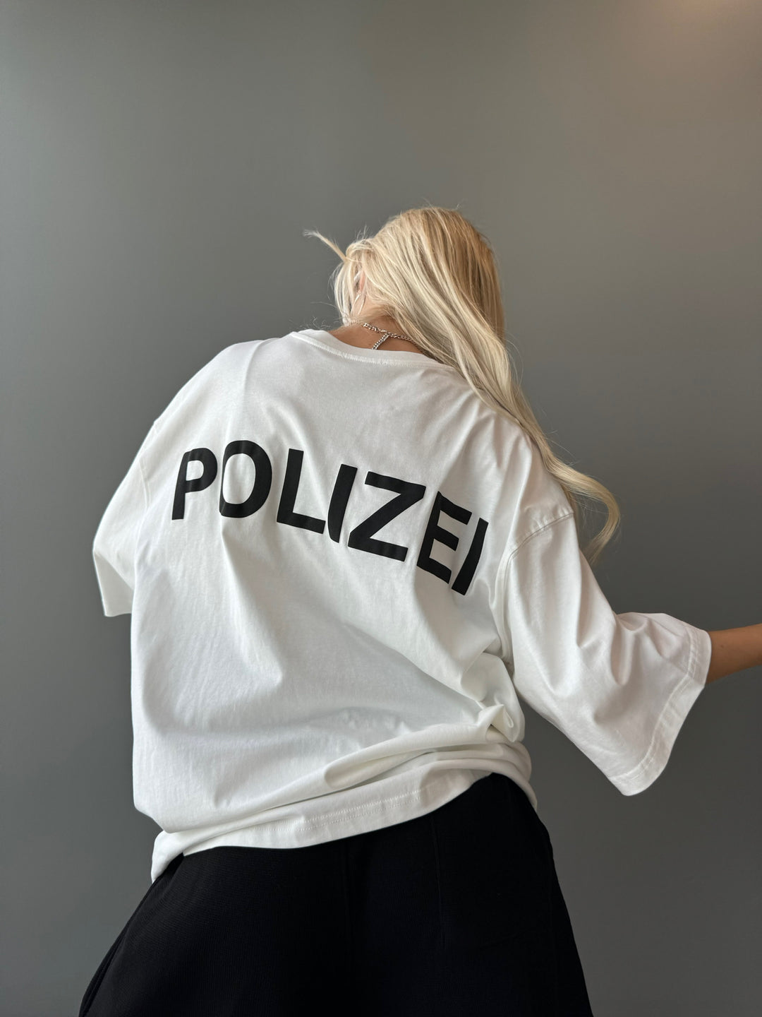 Oversize Polizei T-shirt - Ecru