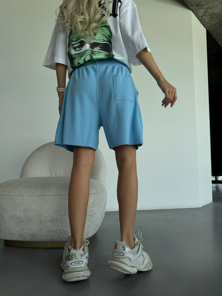 Loose Fit Seam Shorts - Blue