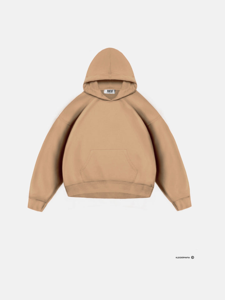 Oversize Basic Women Hoodie - Beige