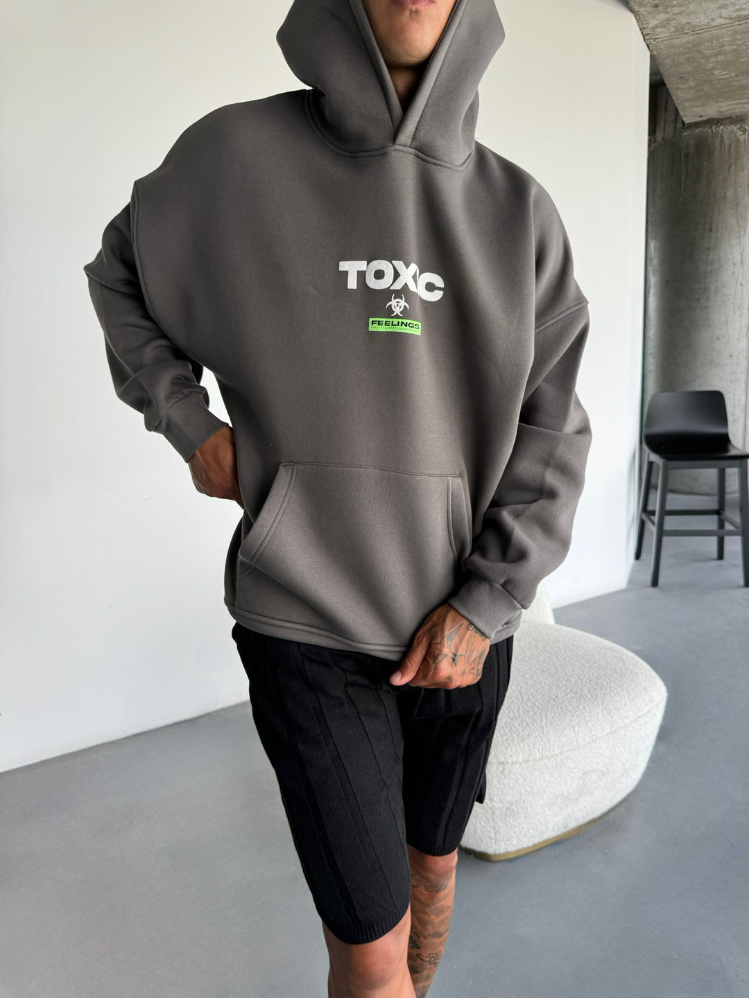 Oversize Toxic Hoodie - Anthracite