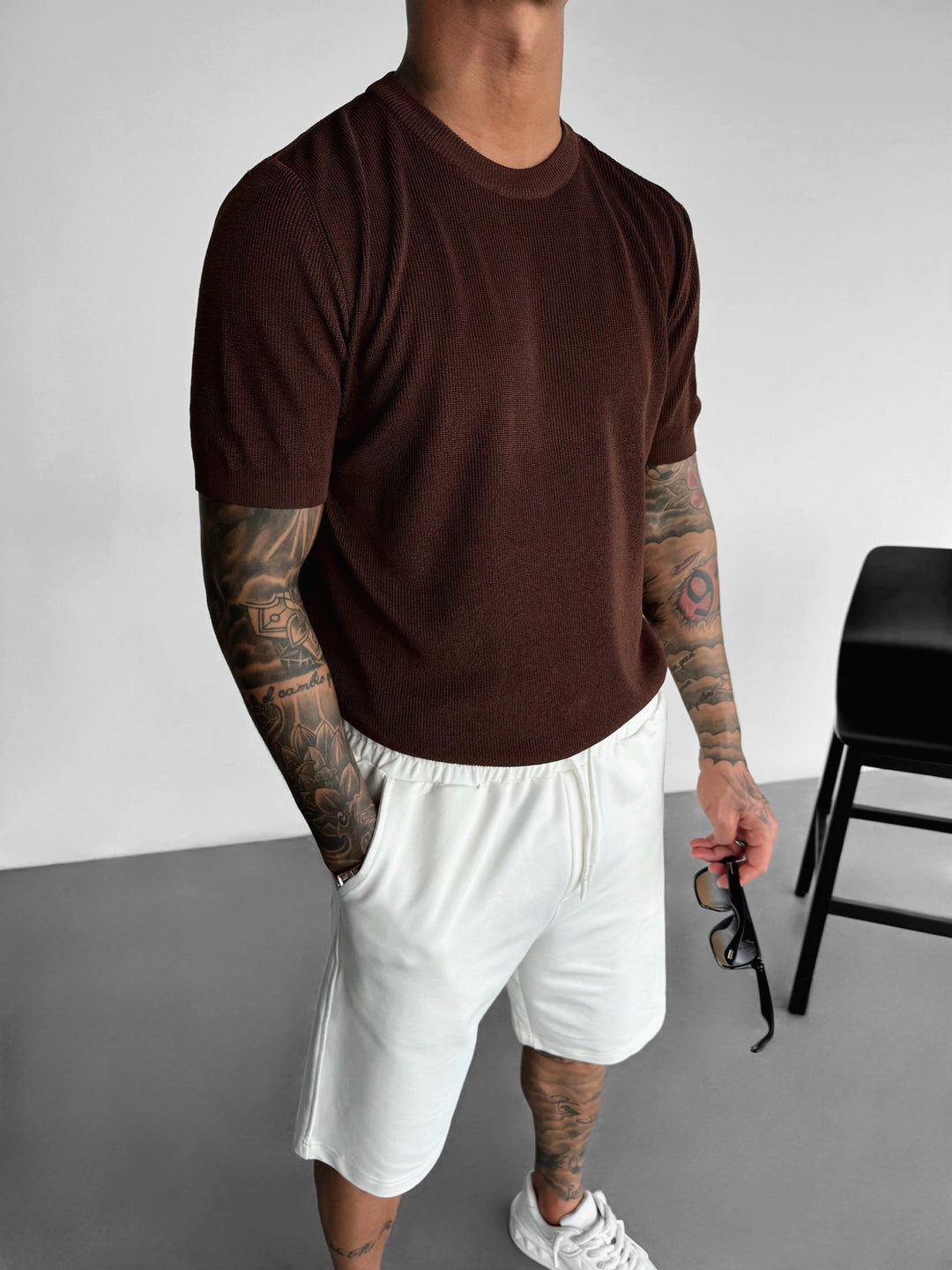 Basic Knit T-shirt - Brown