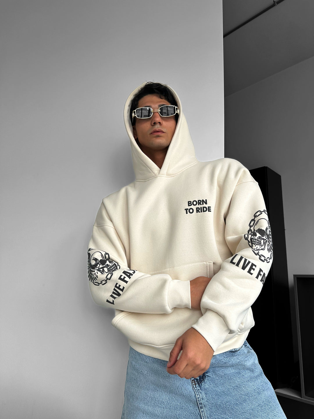 Oversize Ride to Survive Hoodie - Beige