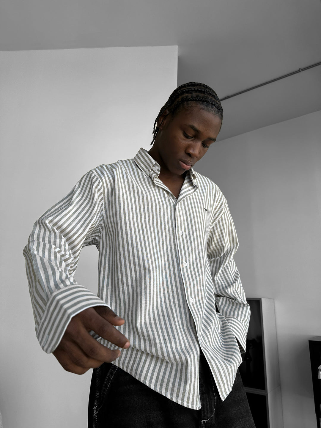 Striped Oxford Shirt - Khaki