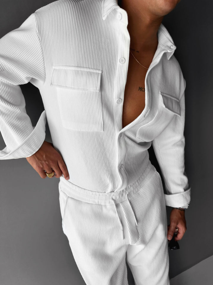 Oversize Pocket Cord Shirt - White