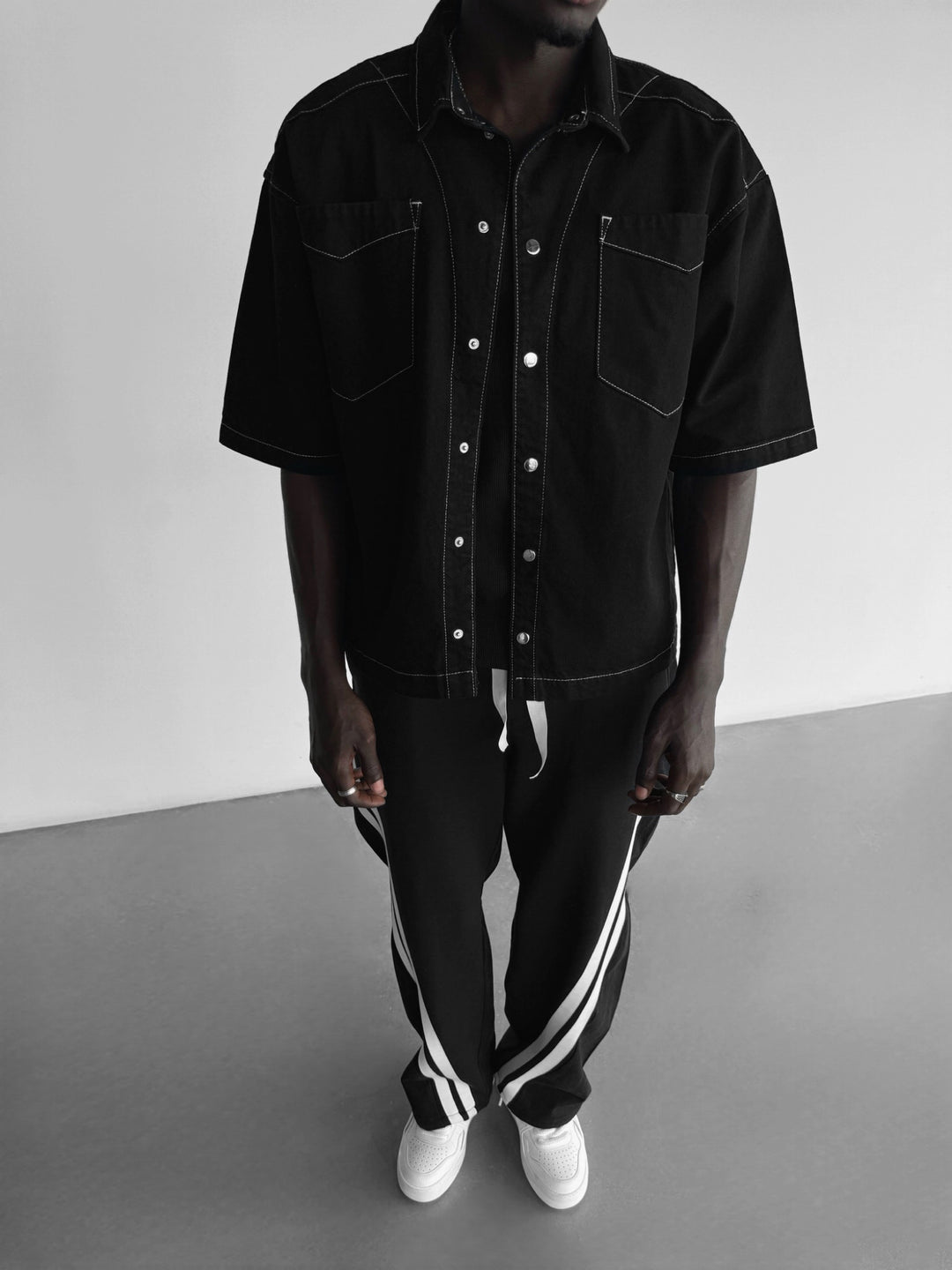 Oversize T-Shirt Jeans Shirt - Black