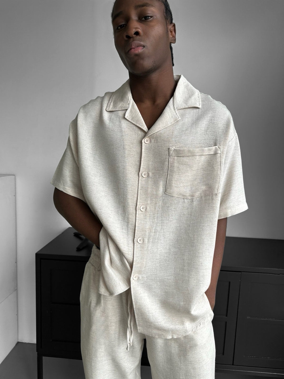 Oversize Linen Shirt - Beige