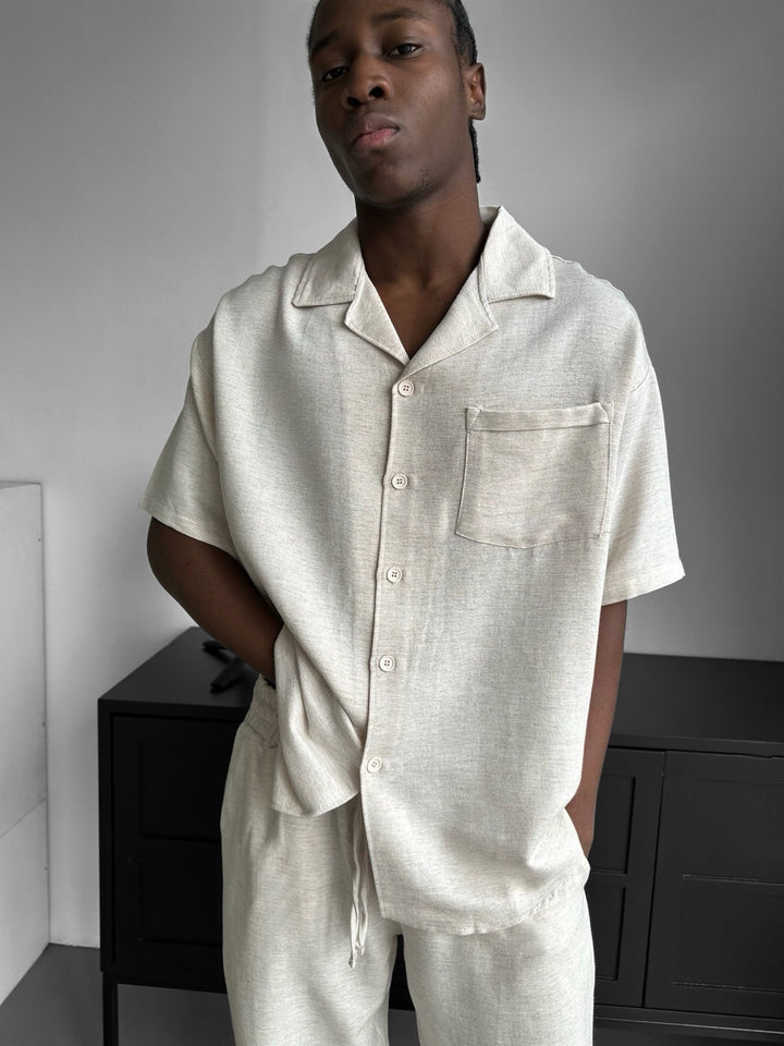 Oversize Linen Shirt - Beige