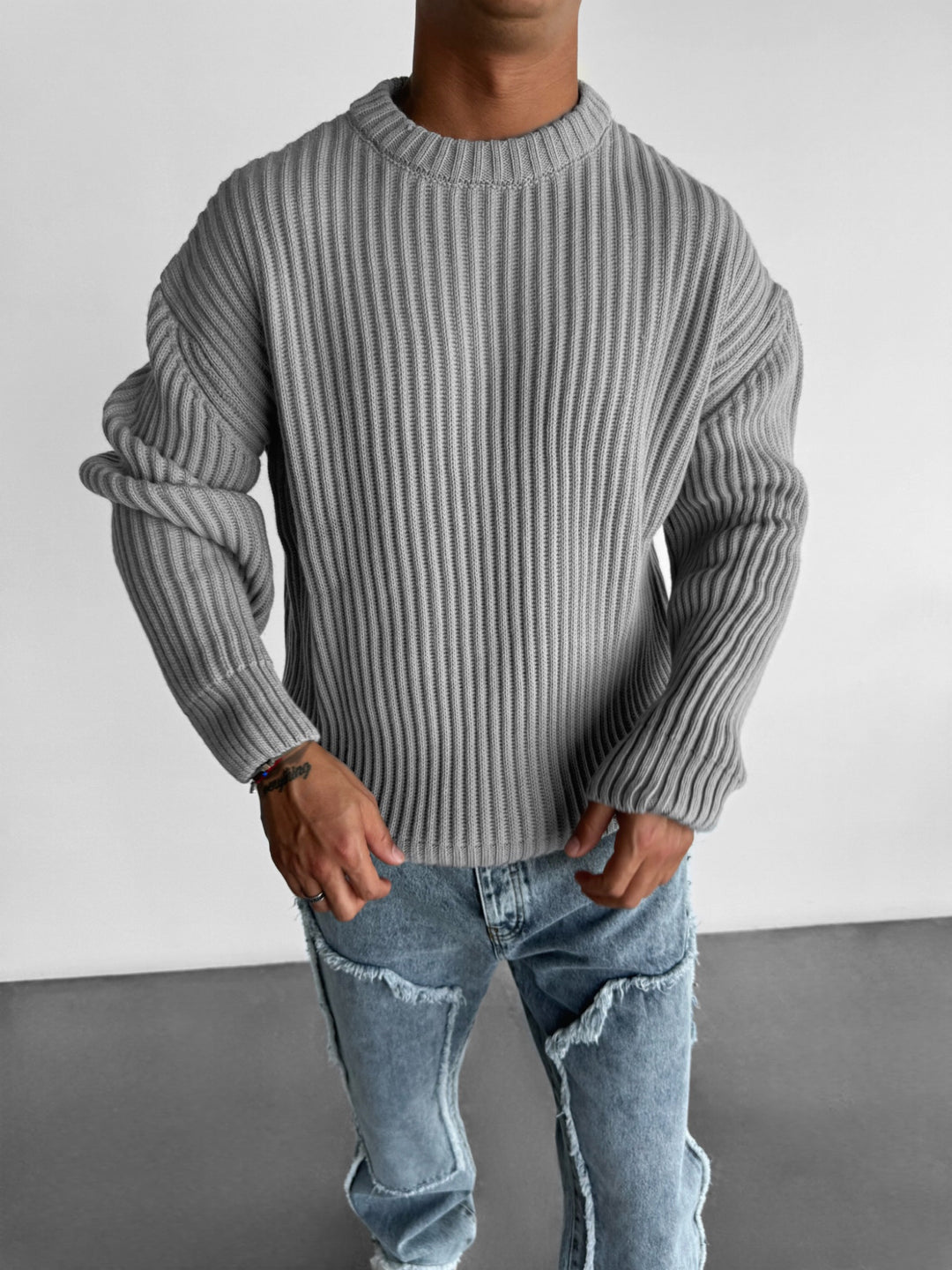 Oversize Heavy Knit Sweater - Grey