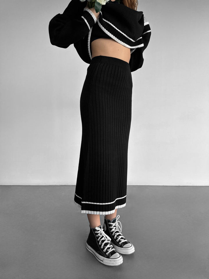 Midi Knit Skirt - Black