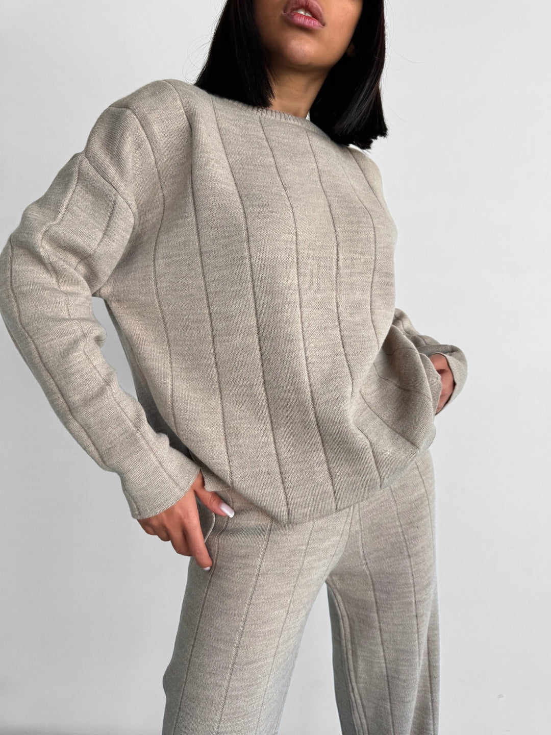 Knit Textured Sweater - Stone