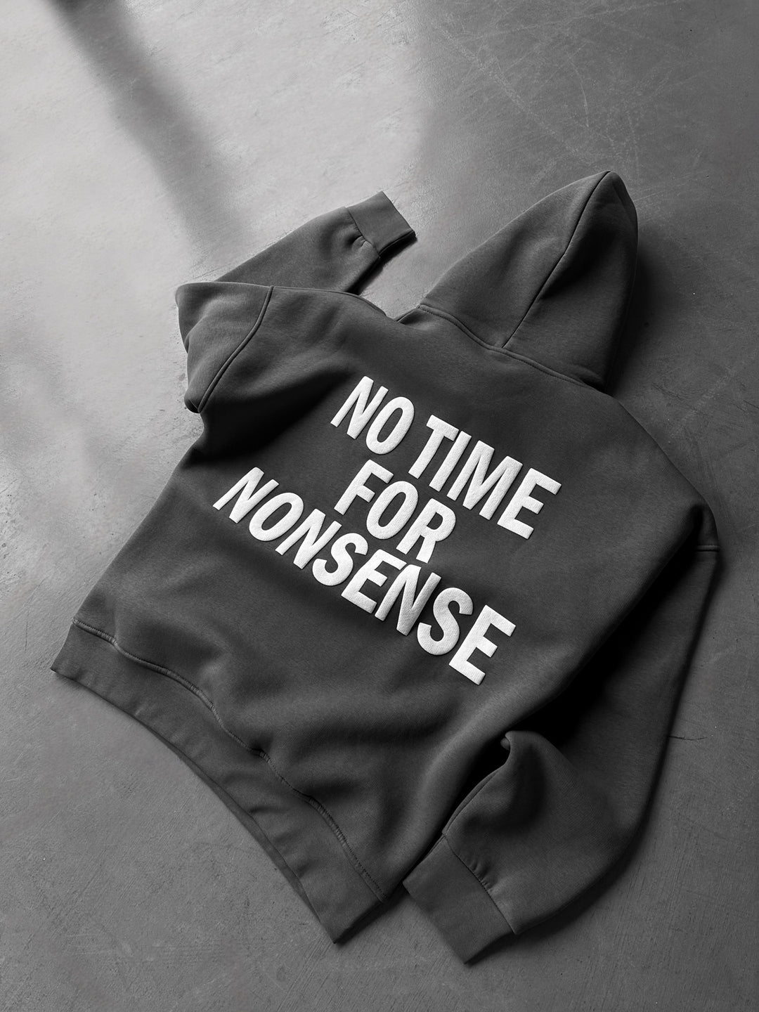 Oversize “No Time for Nonsense” Hoodie - Anthracite