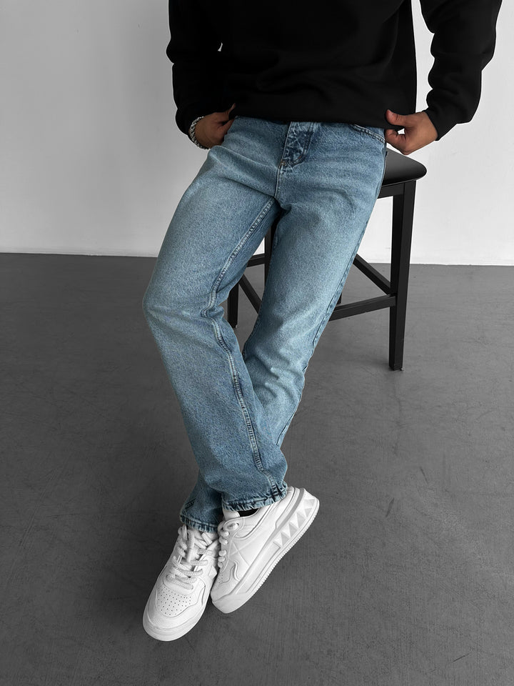 Baggy Washed Jeans - Blue
