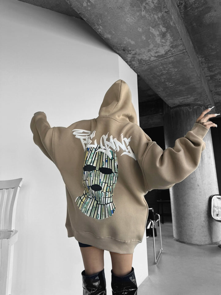 Oversize 'The Gang' Hoodie - Stone