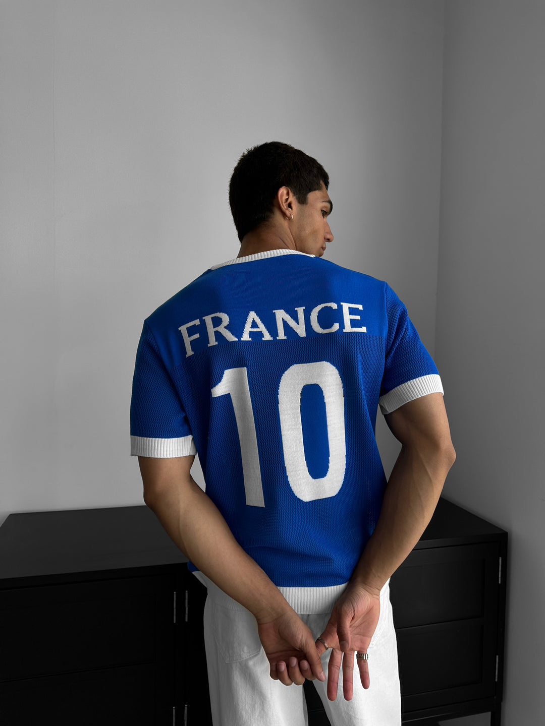 Oversize France Knit T-shirt - Sax