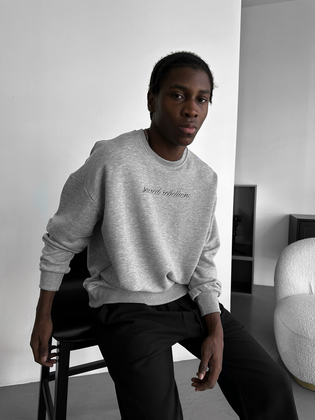 Oversize Sacred Rebellion Sweater - Grey Melange