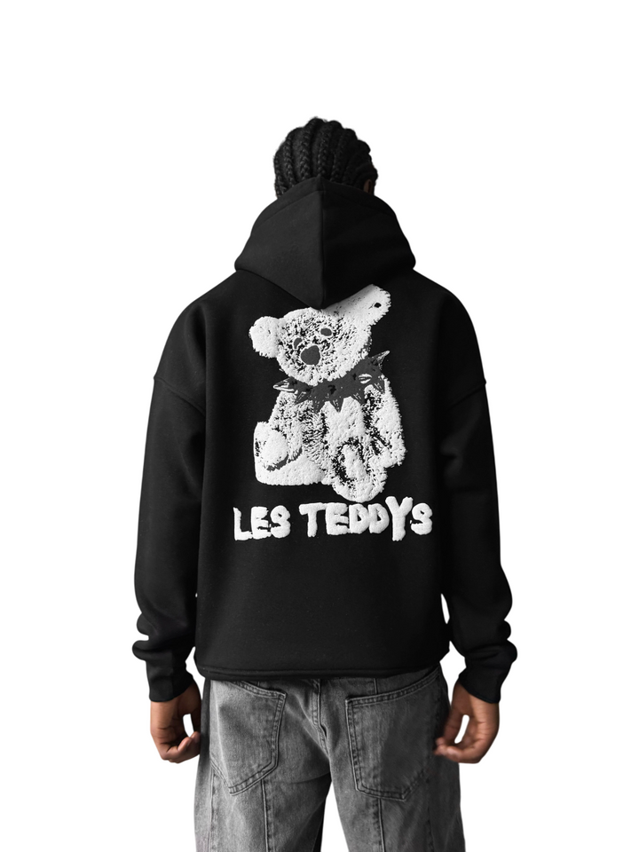 Oversize 'Les Teddys' Hoodie - Black