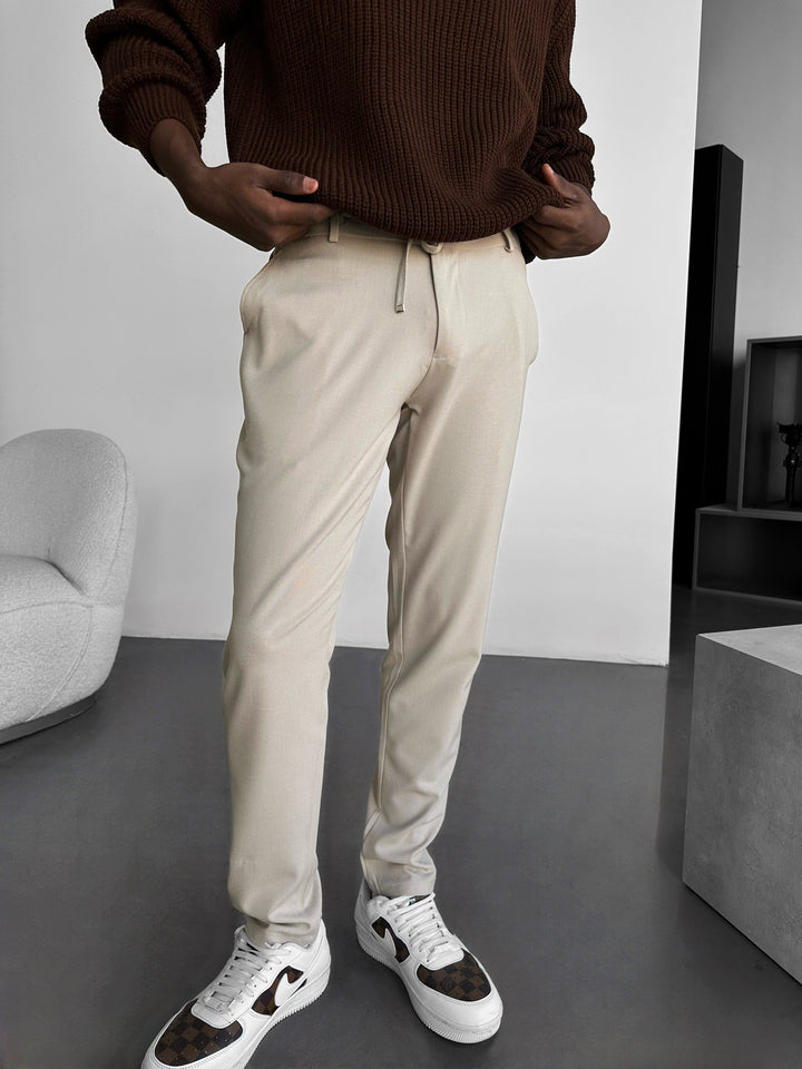 Modern Cut Casual Trousers - Beige