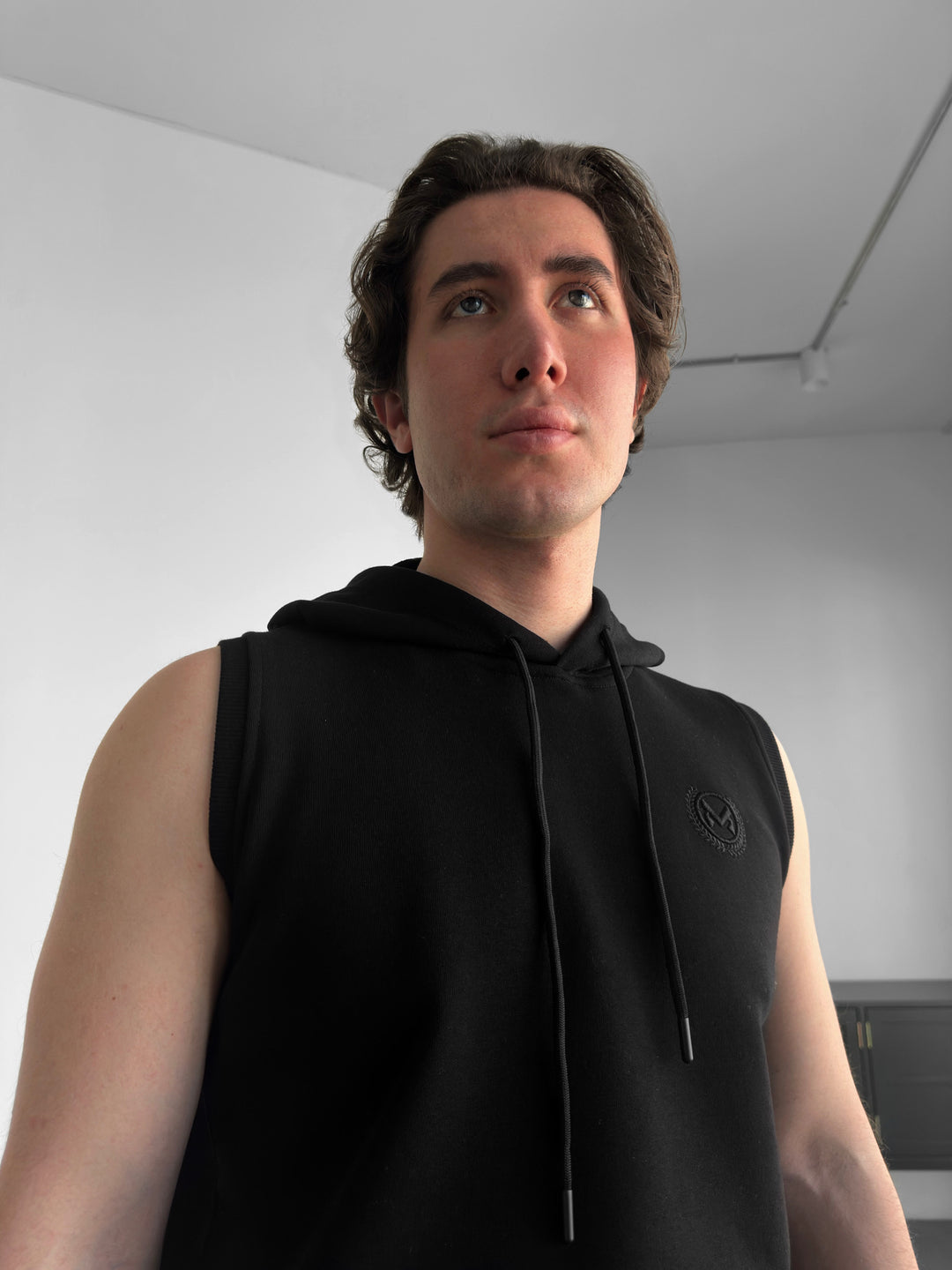 Loose Fit Sleeveless Hoodie - Black