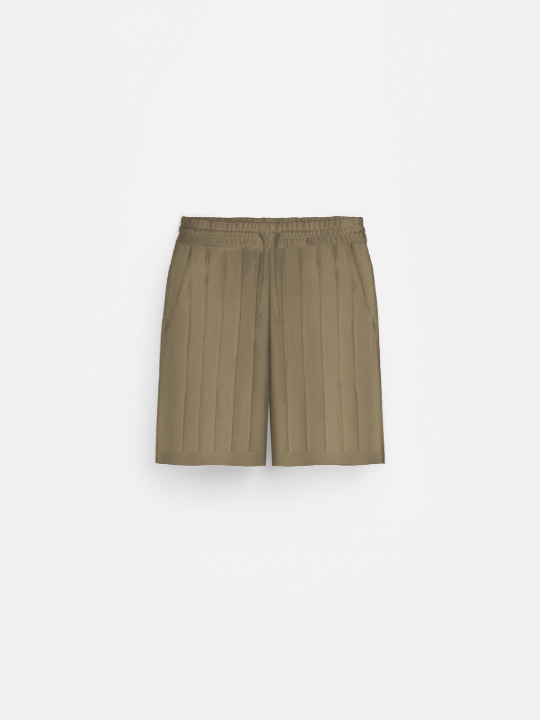 Loose Fit Wide Ribbed Shorts - Light Brown