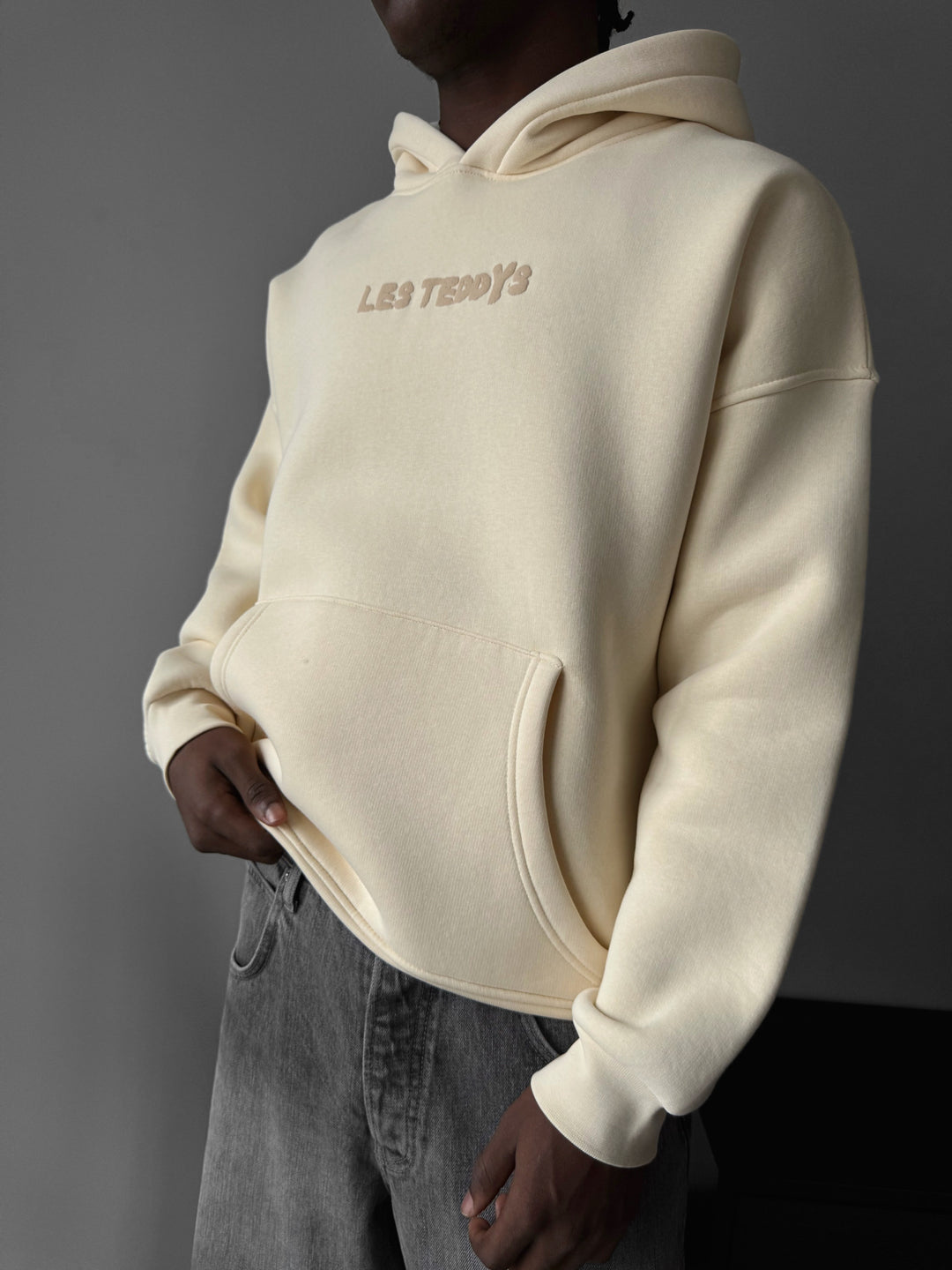 Oversize 'Les Teddys' Hoodie - Antique White