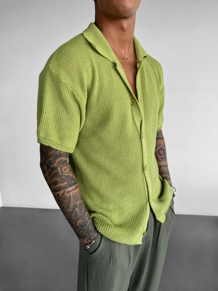 Oversize Long Knit Shirt - Shadow Lime
