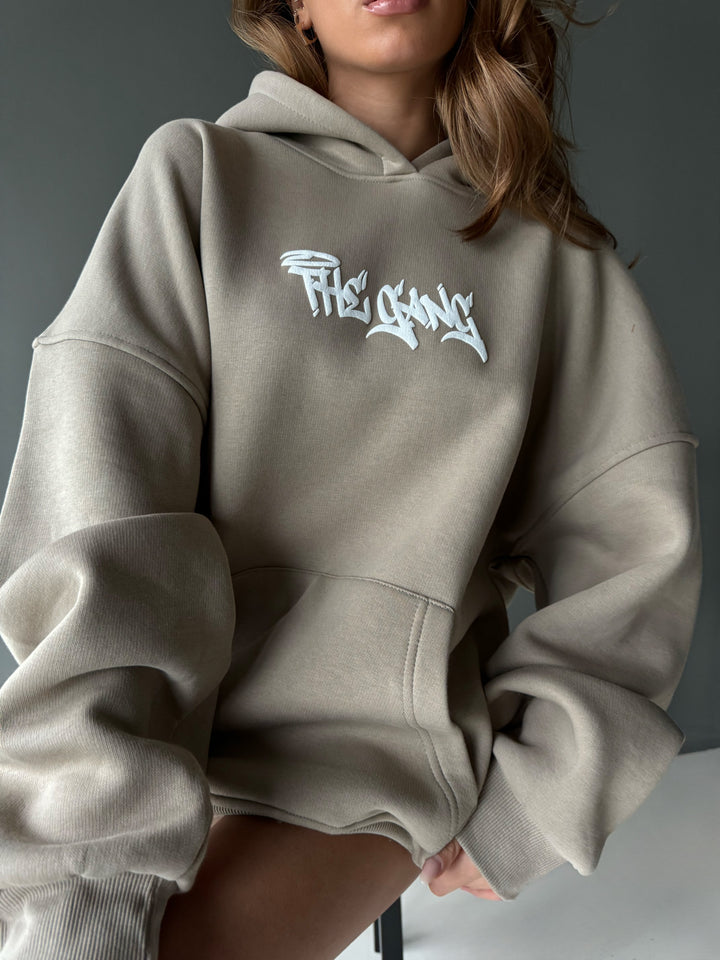 Oversize 'The Gang' Hoodie - Stone