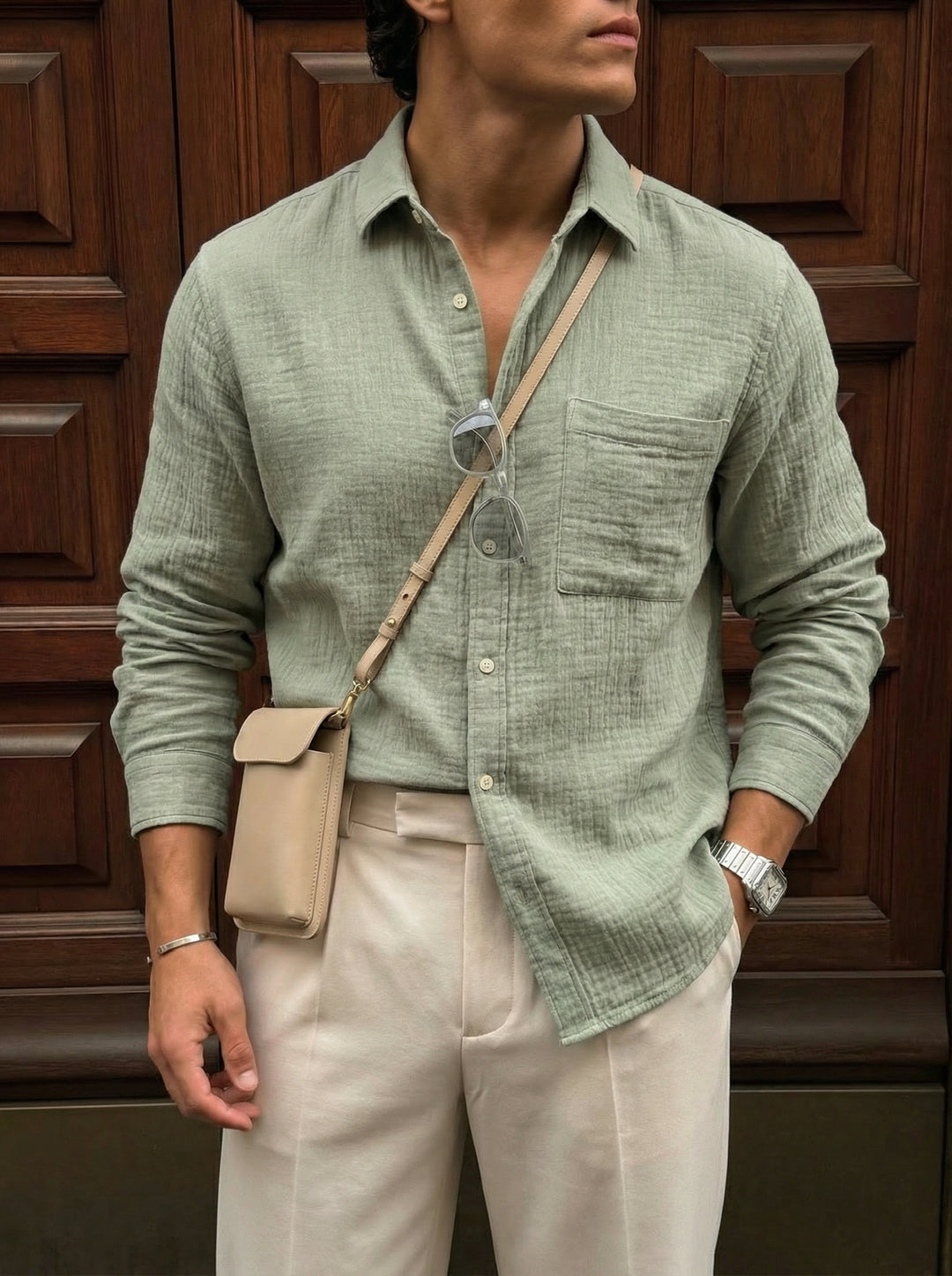 Oversize Muslin Shirt - Green