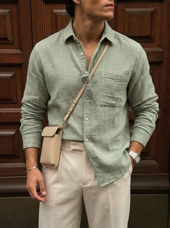 Oversize Muslin Shirt - Green
