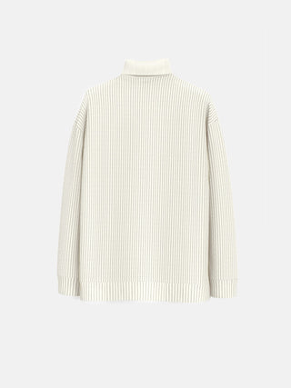 Oversize Collar Knit Sweater - Ecru